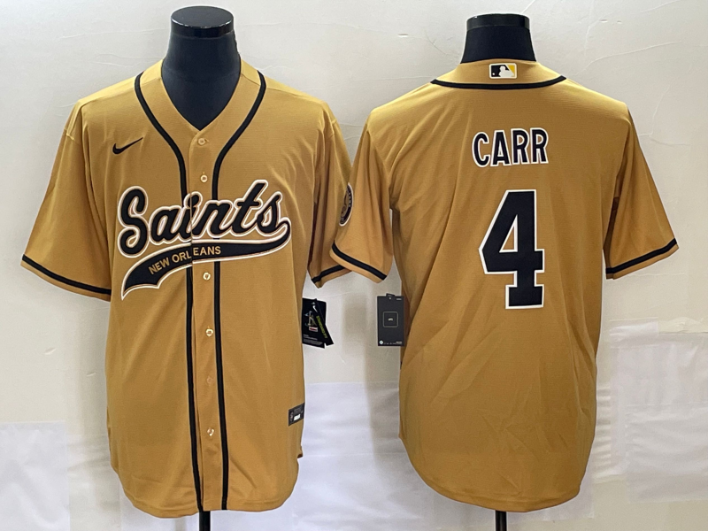 Men's New Orleans Saints Derek Carr Yellow Game Jersey Joint Edition football jersey product view 1