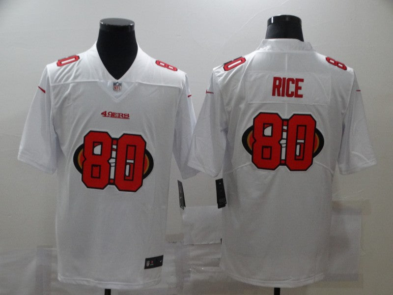 Men's San Francisco 49ers Jerry Rice #80 White Authentic Game Jersey1 football jersey product view 1