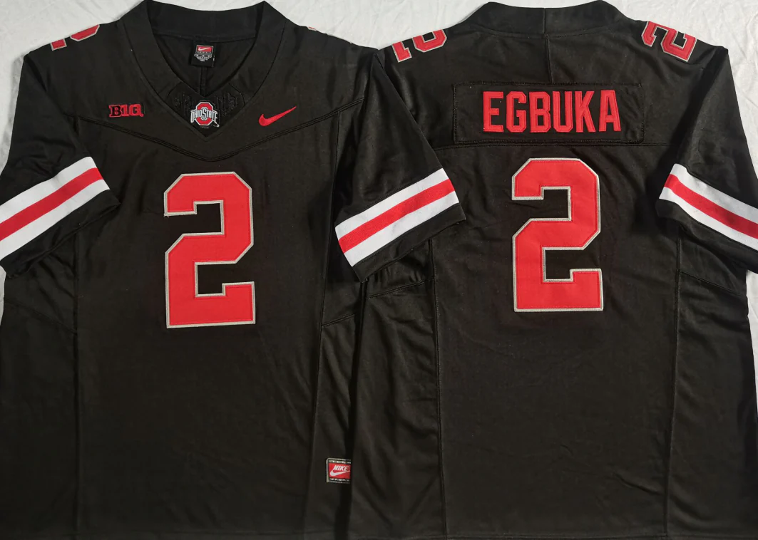 Men's Ohio State Buckeyes Emeka Egbuka Black Game Jersey sports jersey product view 1