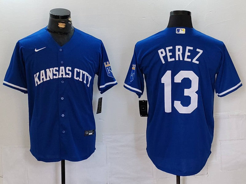 Men's Kansas City Royals Salvador Perez #13 Royal Replica Player Jersey1 baseball jersey product view 1