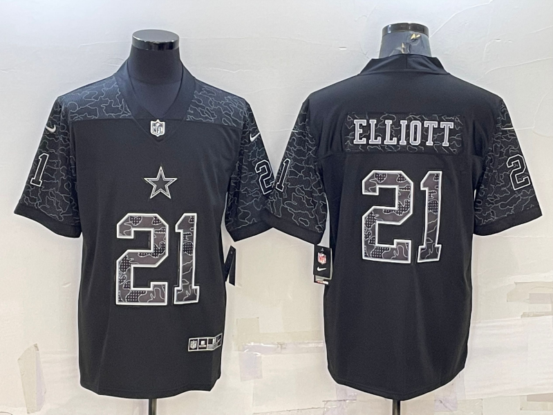 Men's Dallas Cowboys Ezekiel Elliott #21 Black RFLCTV Limited Jersey1 football jersey product view 1