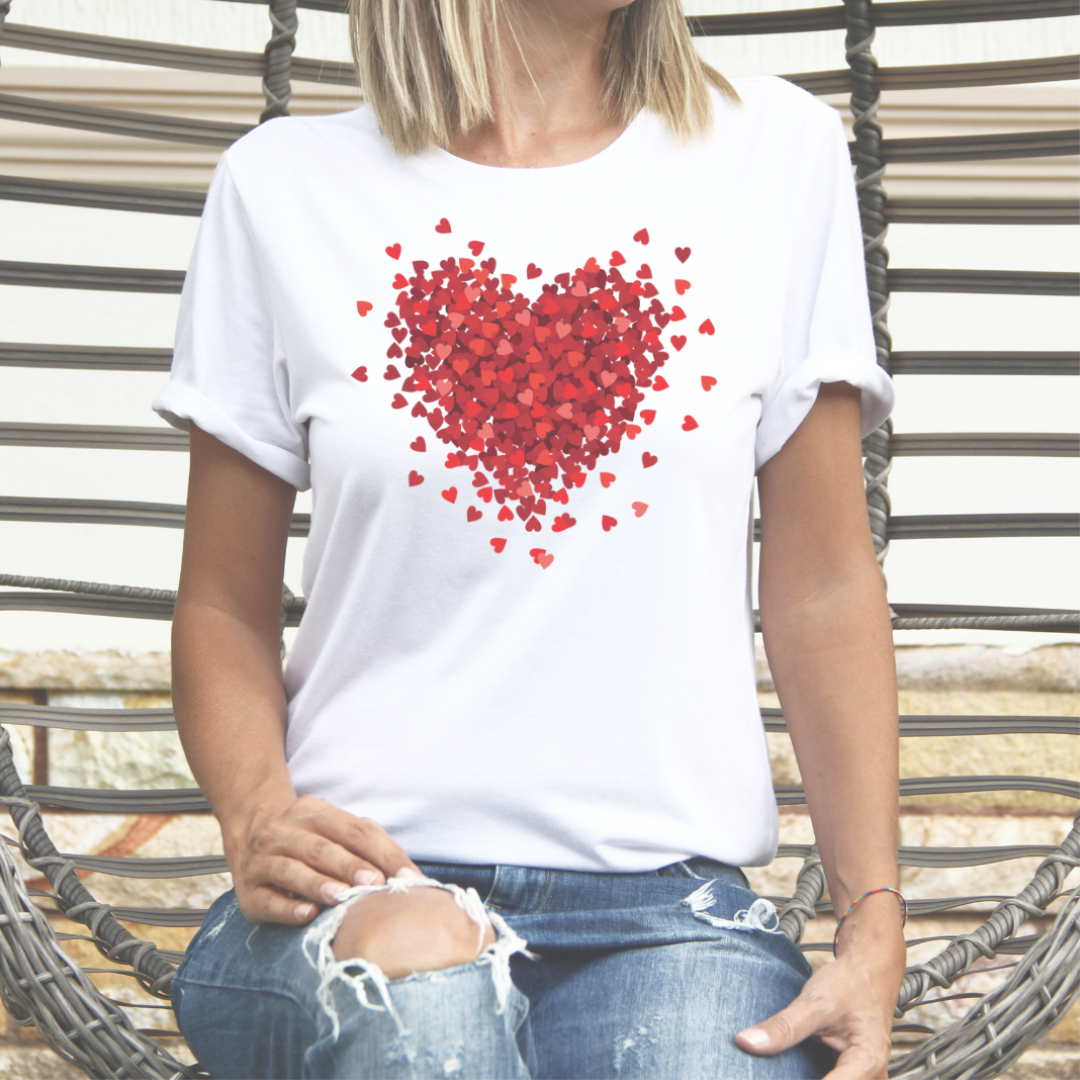 Valentine's Day Love 3D Heart Graphic Tee Unisex T-shirt, Sweatshirt, Hoodie, Long Sleeve Tee - T-Shirt, Sweatshirt, Hoodie