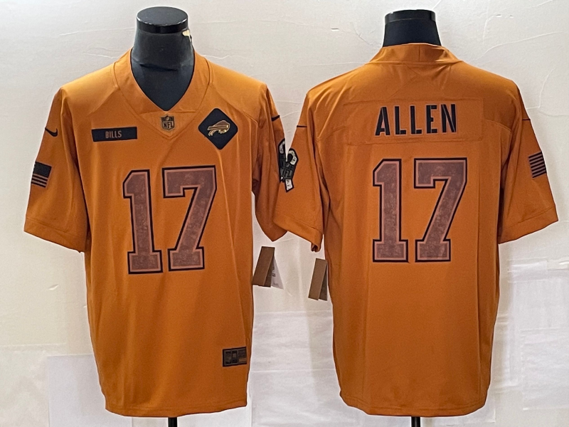 Men's Buffalo Bills Josh Allen Brown 2023 Salute To Service Retired Player Limited Jersey football jersey product view 1