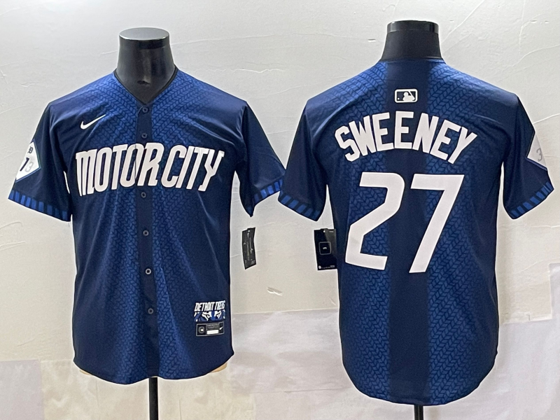 Men's Detroit Tigers Trey Sweeney Navy 2024 City Connect Limited Jersey baseball jersey product view 1