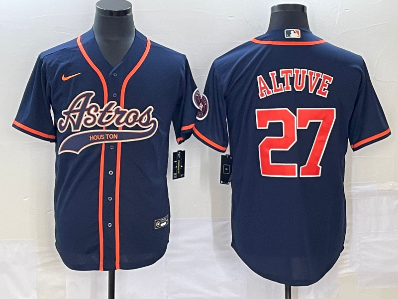 Men's Houston Astros Jose Altuve Navy Replica Jersey Joint Edition baseball jersey product view 1