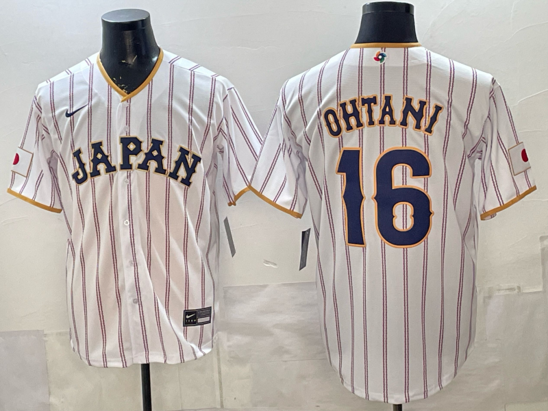 Men's Japan Baseball Shohei Ohtani #16 White 2026 World Baseball Classic Home Stadium Jersey baseball jersey product view 1