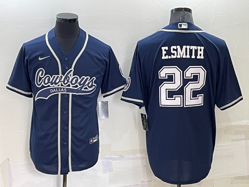 Men's Dallas Cowboys Emmitt Smith Navy Game Jersey Joint Edition football jersey product view 1