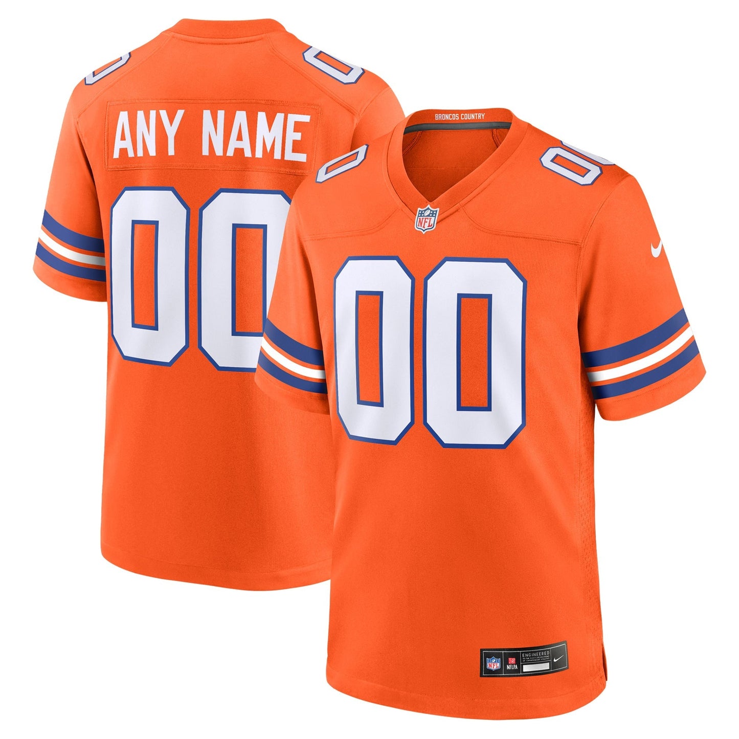 Denver Broncos Orange Mile High Collection 1977 Throwback Custom Game Jersey football jersey product view 1