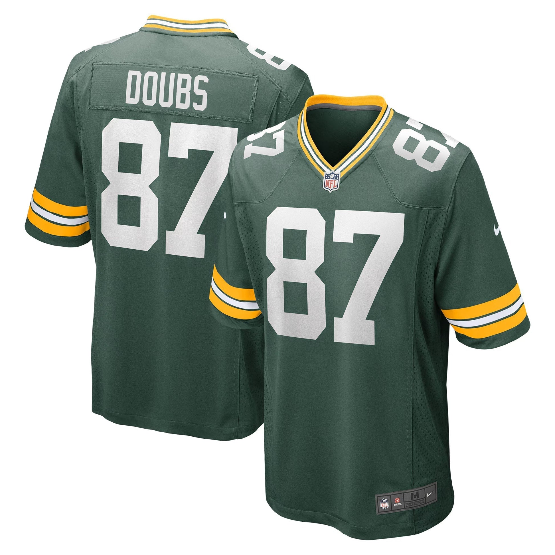 Green Bay Packers Romeo Doubs Green Game Player Jersey football jersey product view 1