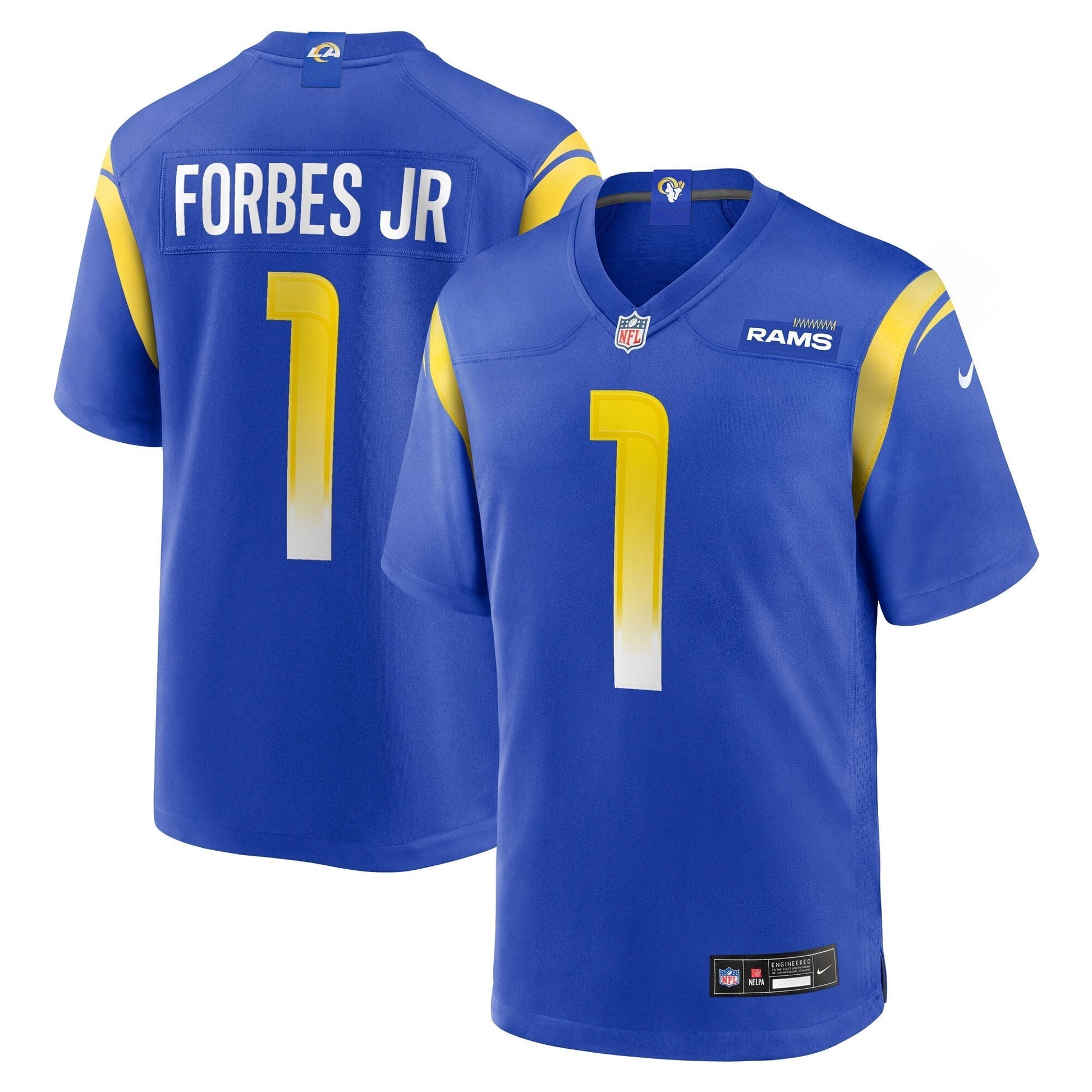Los Angeles Rams Emmanuel Forbes Jr. Royal Team Game Jersey football jersey product view 1