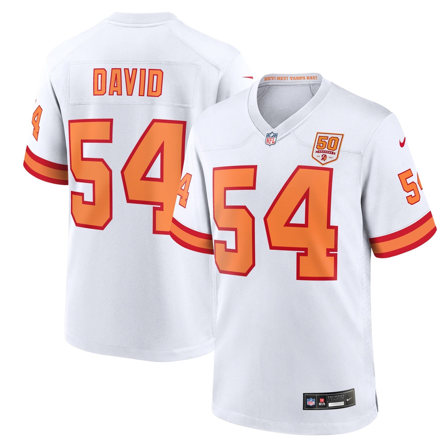76 Tampa Bay Buccaneers Lavonte David White 50th Season Game Jersey football jersey product view 1
