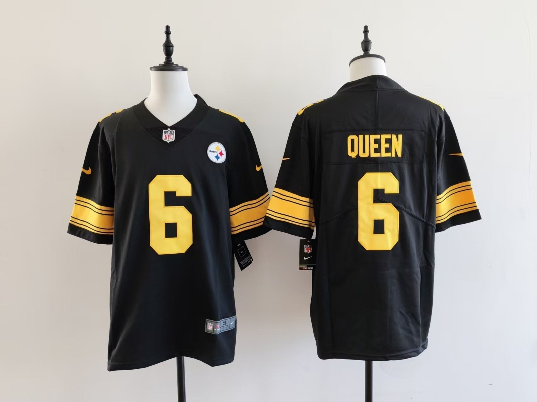 Men's Pittsburgh Steelers Patrick Queen Jersey - Black-yellow numbers football jersey product view 1