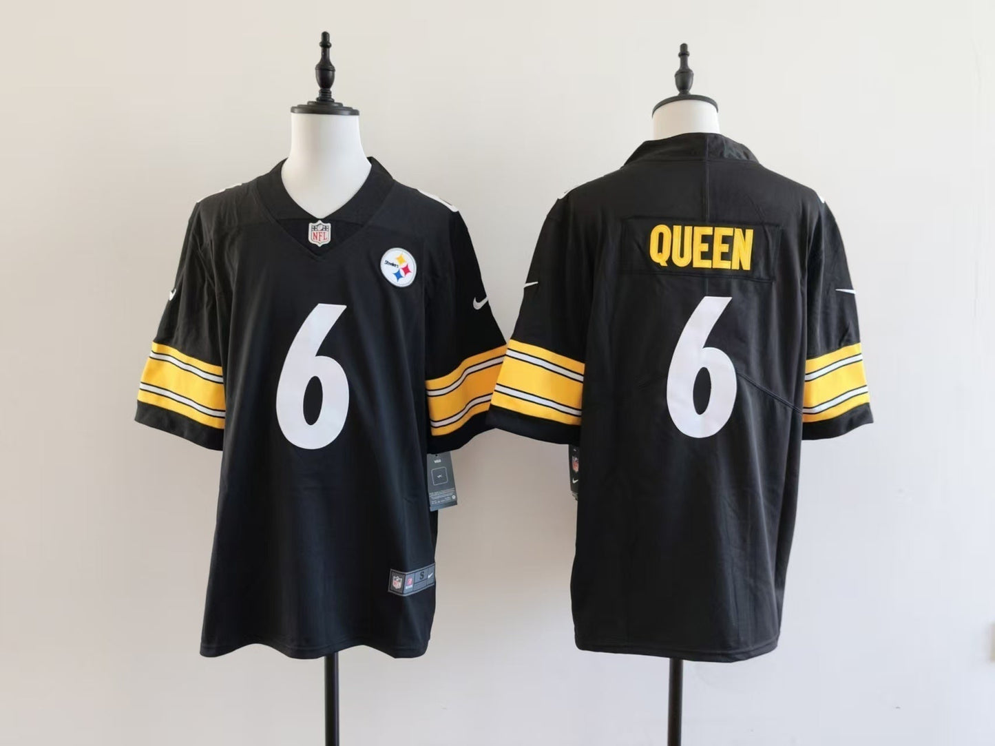 Men's Pittsburgh Steelers Patrick Queen Jersey - Black football jersey product view 1