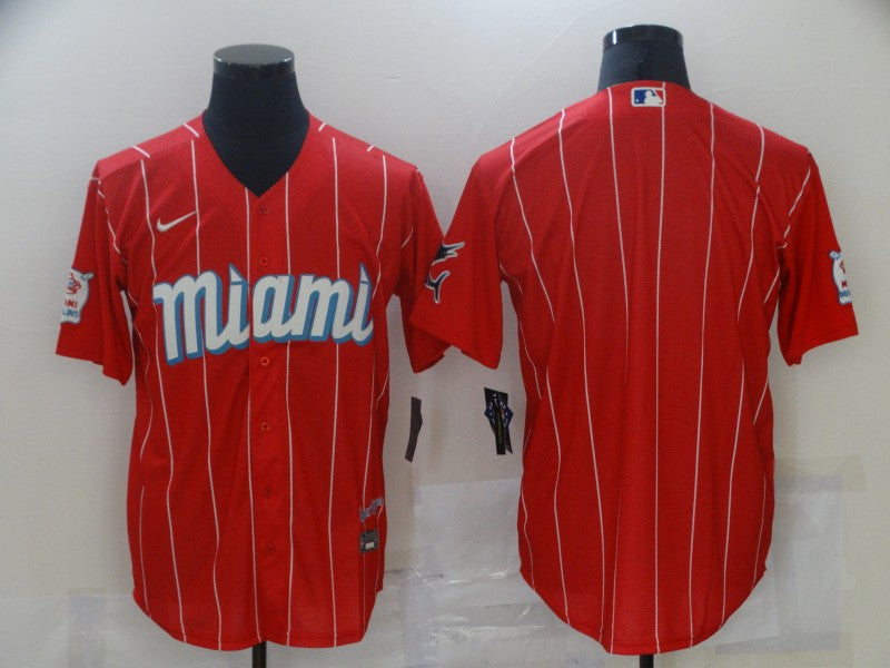 Men's Miami Marlins Red City Connect Replica Blank Jersey baseball jersey product view 1