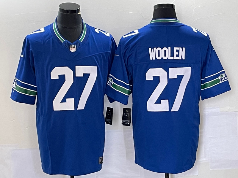 Men's Seattle Seahawks Tariq Woolen Royal Throwback Legend Player Jersey football jersey product view 1