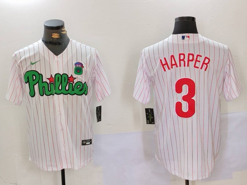 Men's Philadelphia Phillies Bryce Harper #3 White Limited Player Jersey baseball jersey product view 1