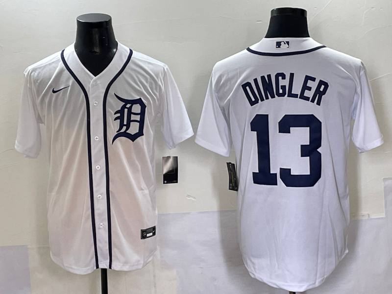 Men's Detroit Tigers Dillon Dingler #13 White Home Replica Player Jersey baseball jersey product view 1