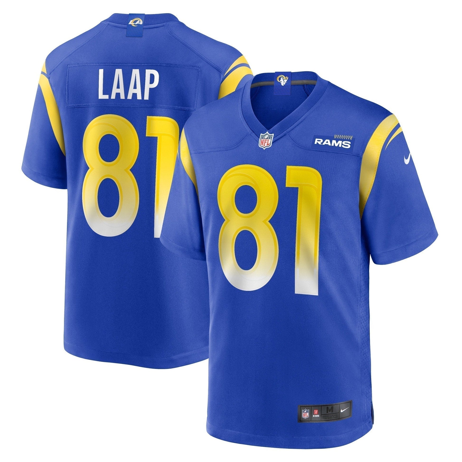 JJ Laap Los Angeles Rams Game Jersey - Royal football jersey product view 1