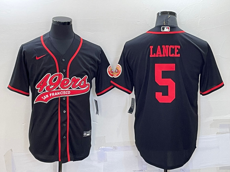 Men's San Francisco 49ers Trey Lance Black Game Jersey Joint Edition football jersey product view 1