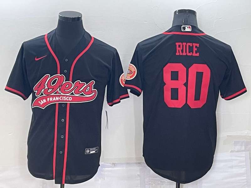 Men's San Francisco 49ers Jerry Rice #80 Black Game Jersey1 Joint Edition football jersey product view 1
