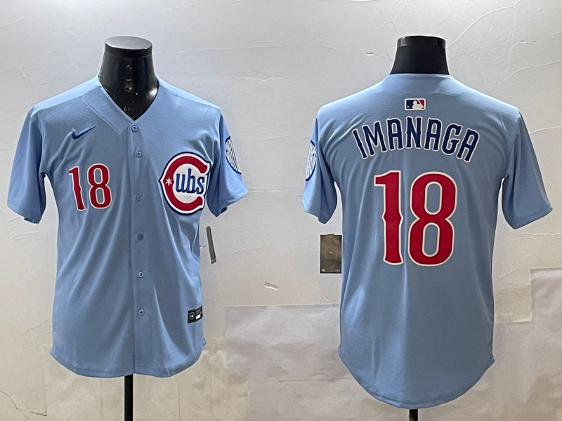Men's Chicago Cubs Shta Imanaga #18 Baby Blue 2nd Alternate Limited Player Jersey1 baseball jersey product view 1