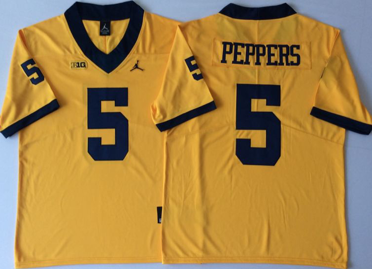 Men's Michigan Wolverines Jabrill Peppers Yellow Alumni Player Game Jersey sports jersey product view 1