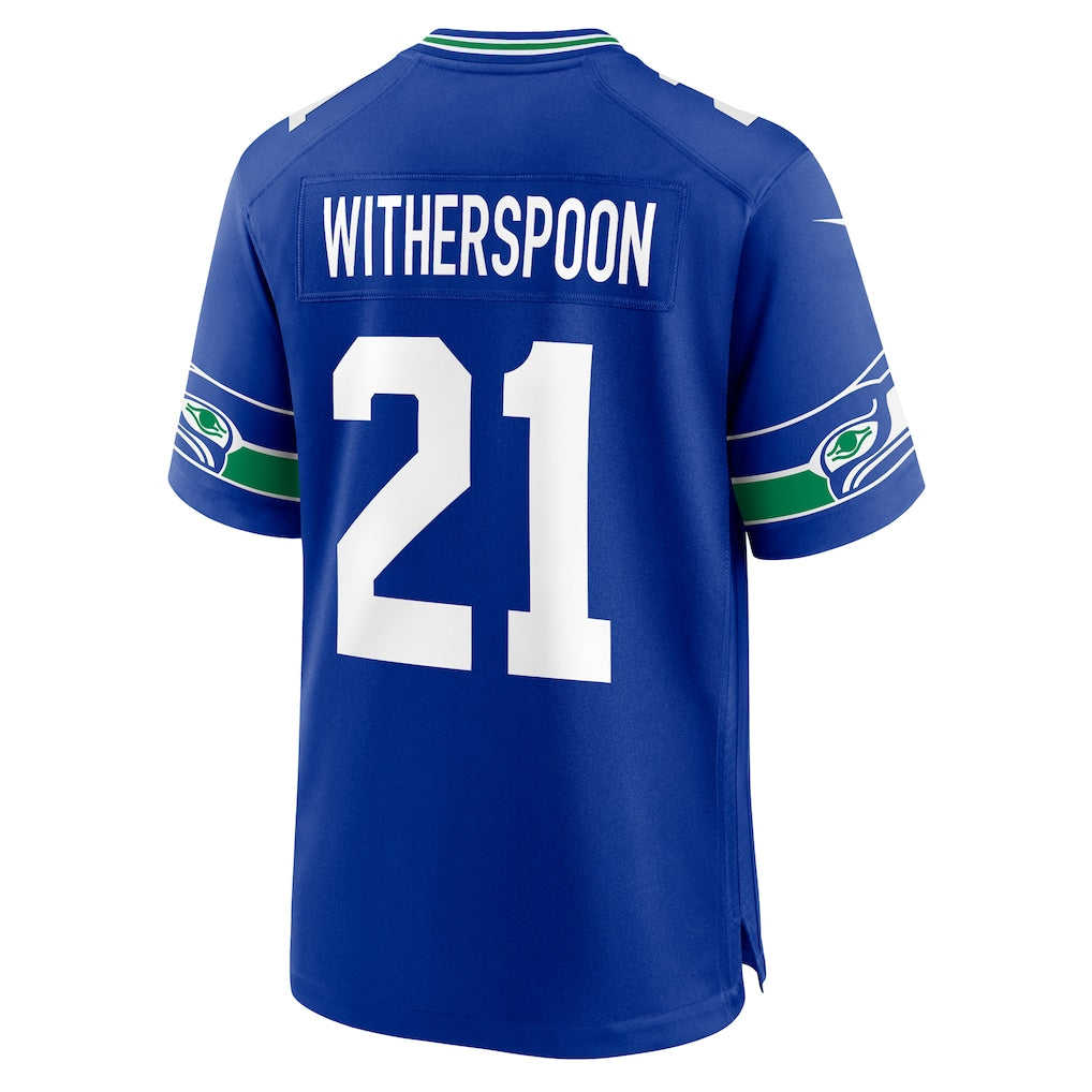 S.Seahawks #21 Devon Witherspoon Royal Throwback Player Game Jersey football jersey product view 1