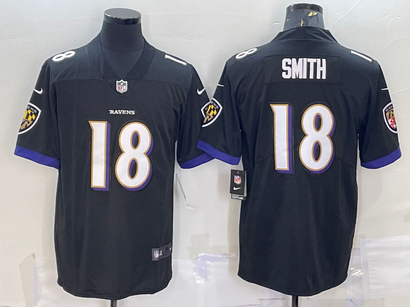 Men's Baltimore Ravens Roquan Smith #18 Black Game Jersey1 football jersey product view 1