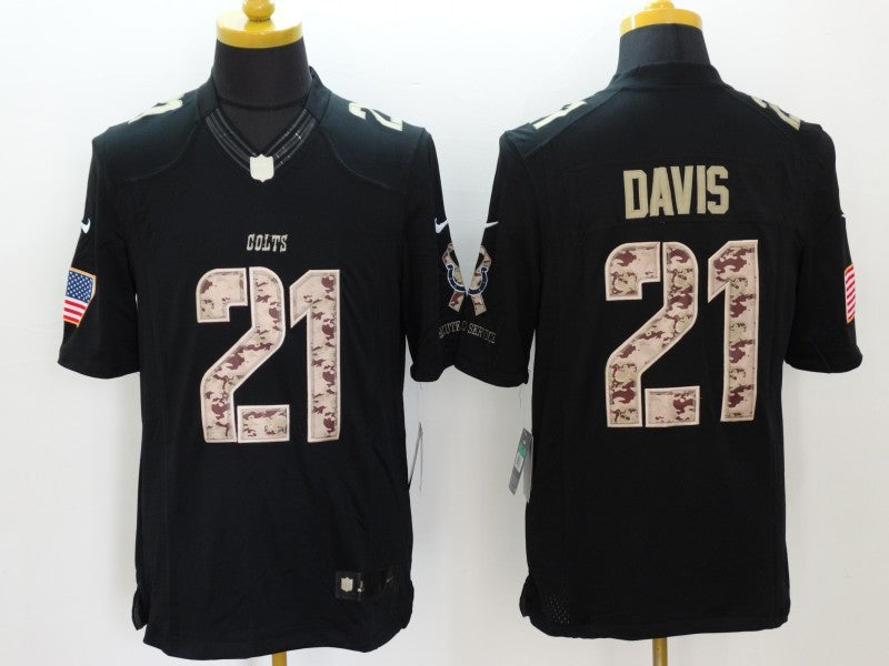 Men's Indianapolis Colts Vontae Davis #21 Black Game Player Jersey1 football jersey product view 1
