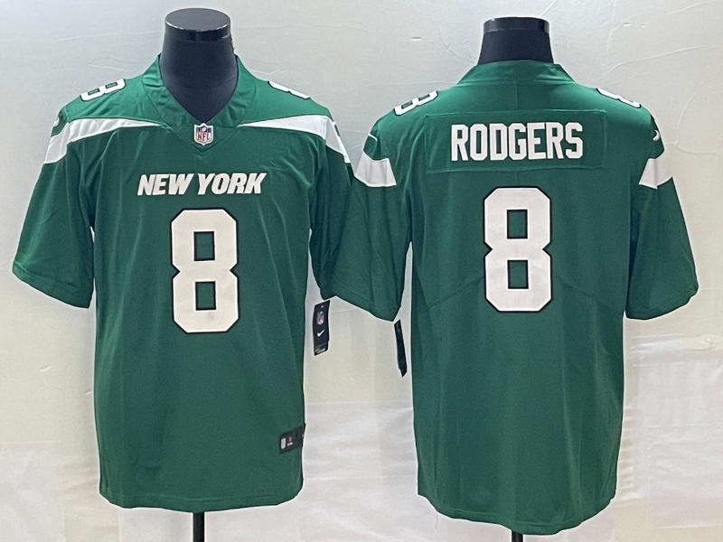 Men's New York Jets Aaron Rodgers Gotham Green Game Jersey football jersey product view 1