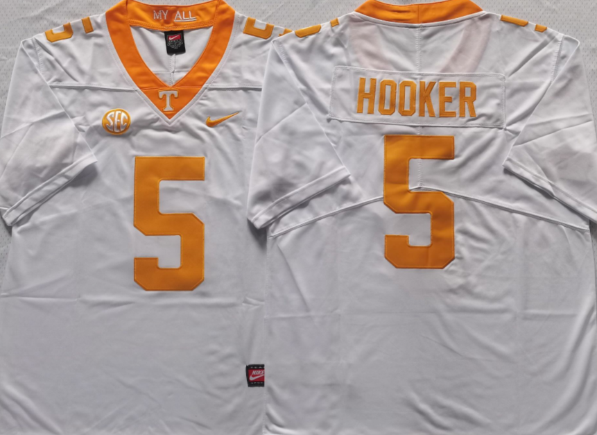 Men's Tennessee Volunteers Hendon Hooker White Player Game Jersey sports jersey product view 1