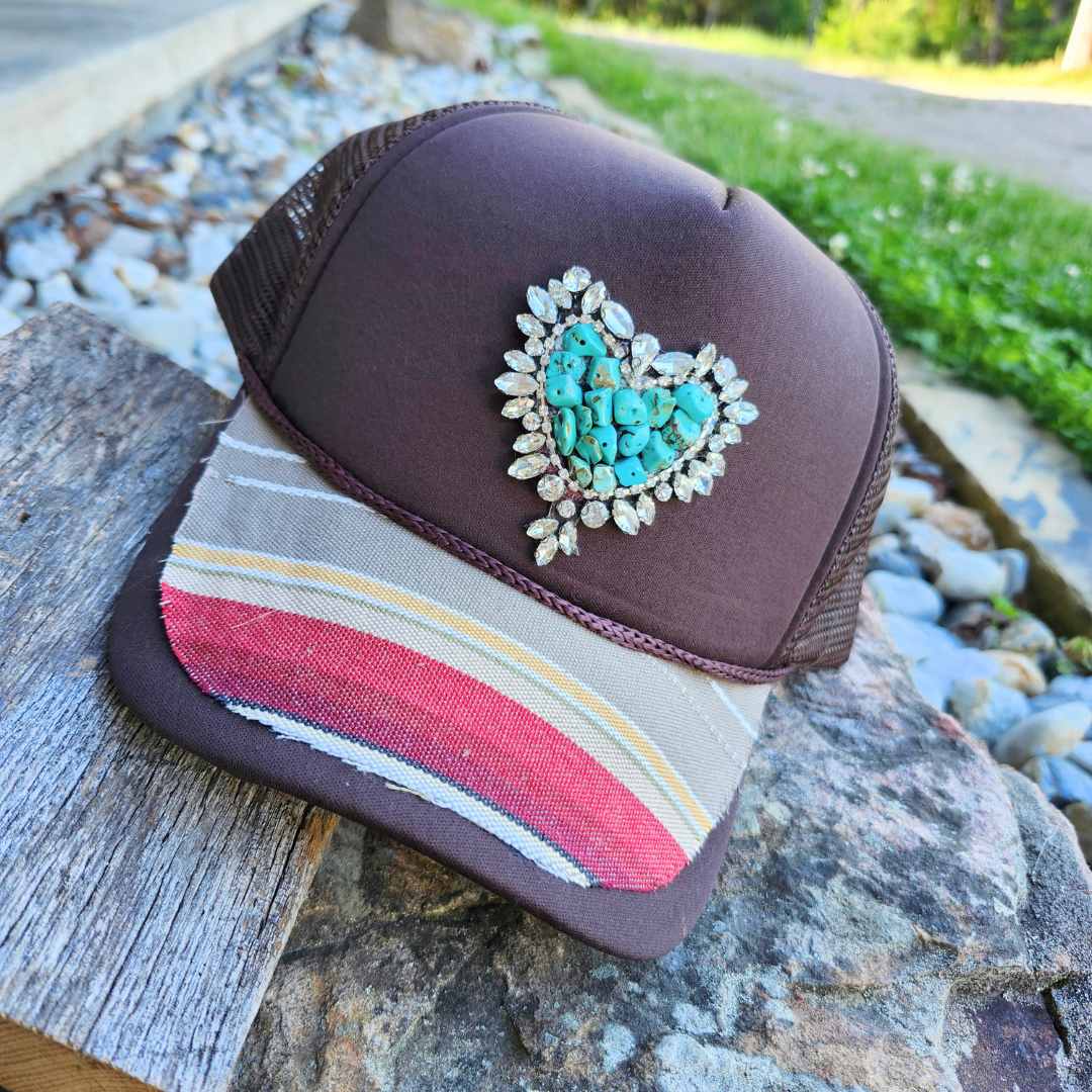 Western Glam Rhinestone Turquoise Trucker Hat Serape Brim Unisex T-shirt, Sweatshirt, Hoodie, Long Sleeve Tee - T-Shirt, Sweatshirt, Hoodie