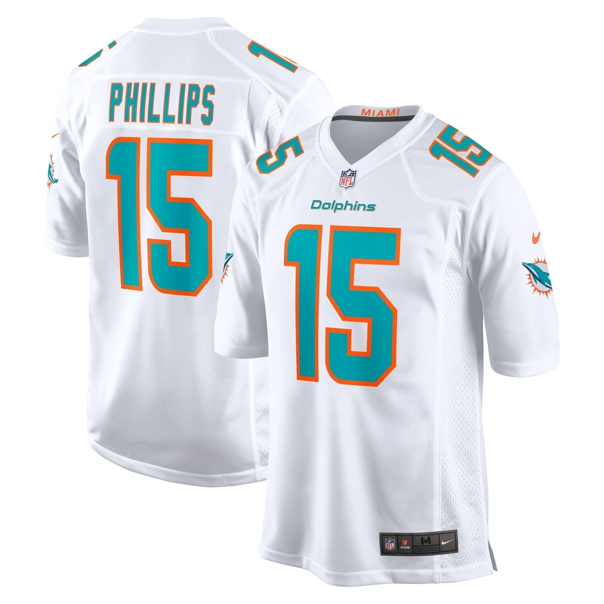 Jaelan Phillips Miami Dolphins Game Jersey - White football jersey product view 1