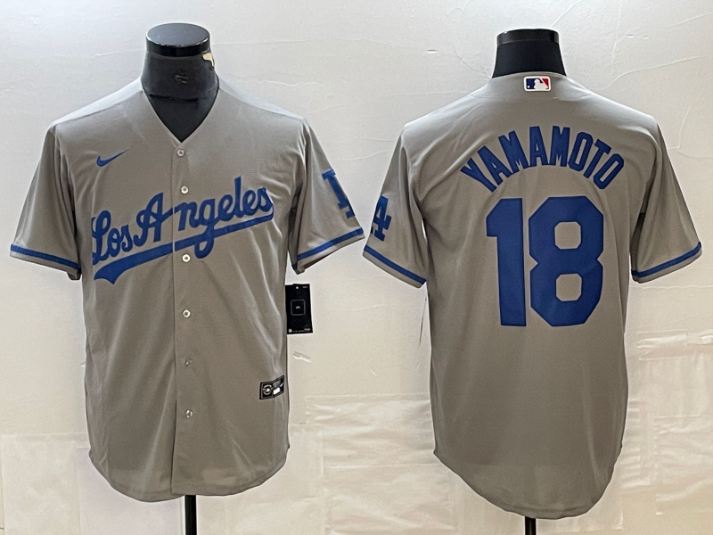 Men's Los Angeles Dodgers Yoshinobu Yamamoto Gray Player Jersey baseball jersey product view 1