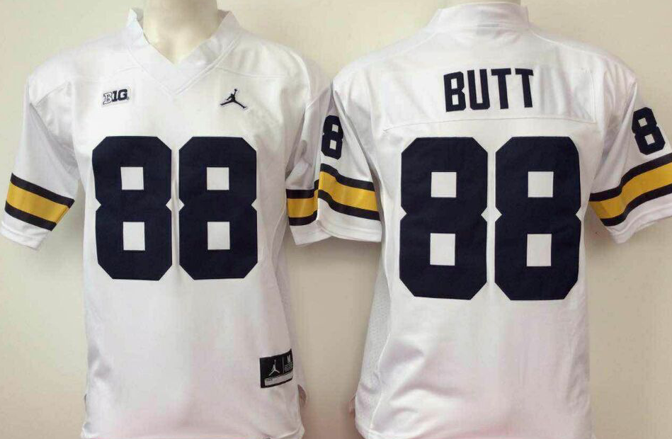 Men's Michigan Wolverines Jake Butt #88 White Alumni Player Game Jersey sports jersey product view 1