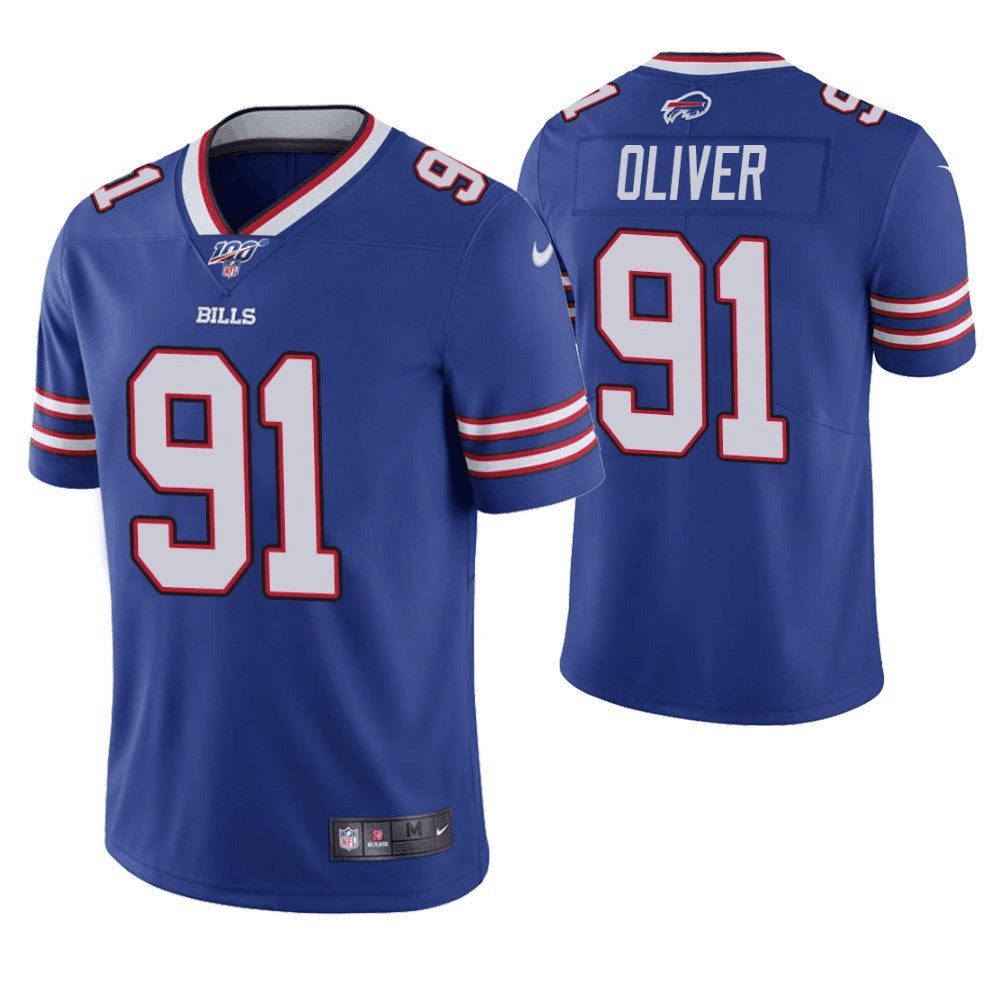 Men's Buffalo Bills #91 Ed Oliver Blue 2019 100th Season Vapor Untouchable Limited Stitched NFL Jersey football jersey product view 1
