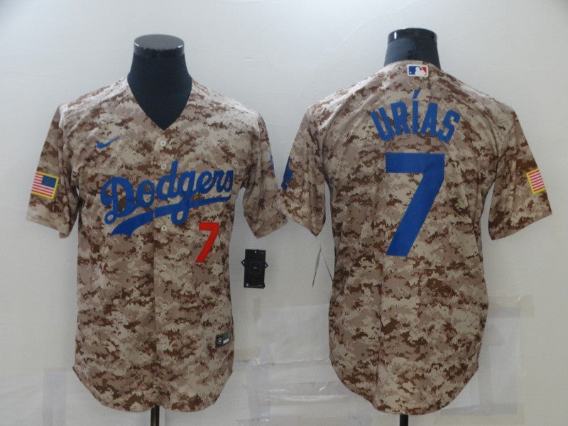 Men's Los Angeles Dodgers Julio Urias Camouflage Replica Player Jersey baseball jersey product view 1
