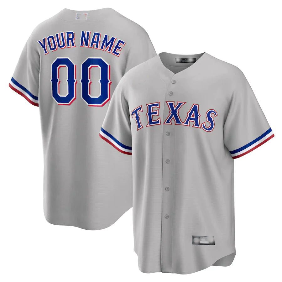 Men's Texas Rangers Gray Replica Custom Jersey baseball jersey product view 1