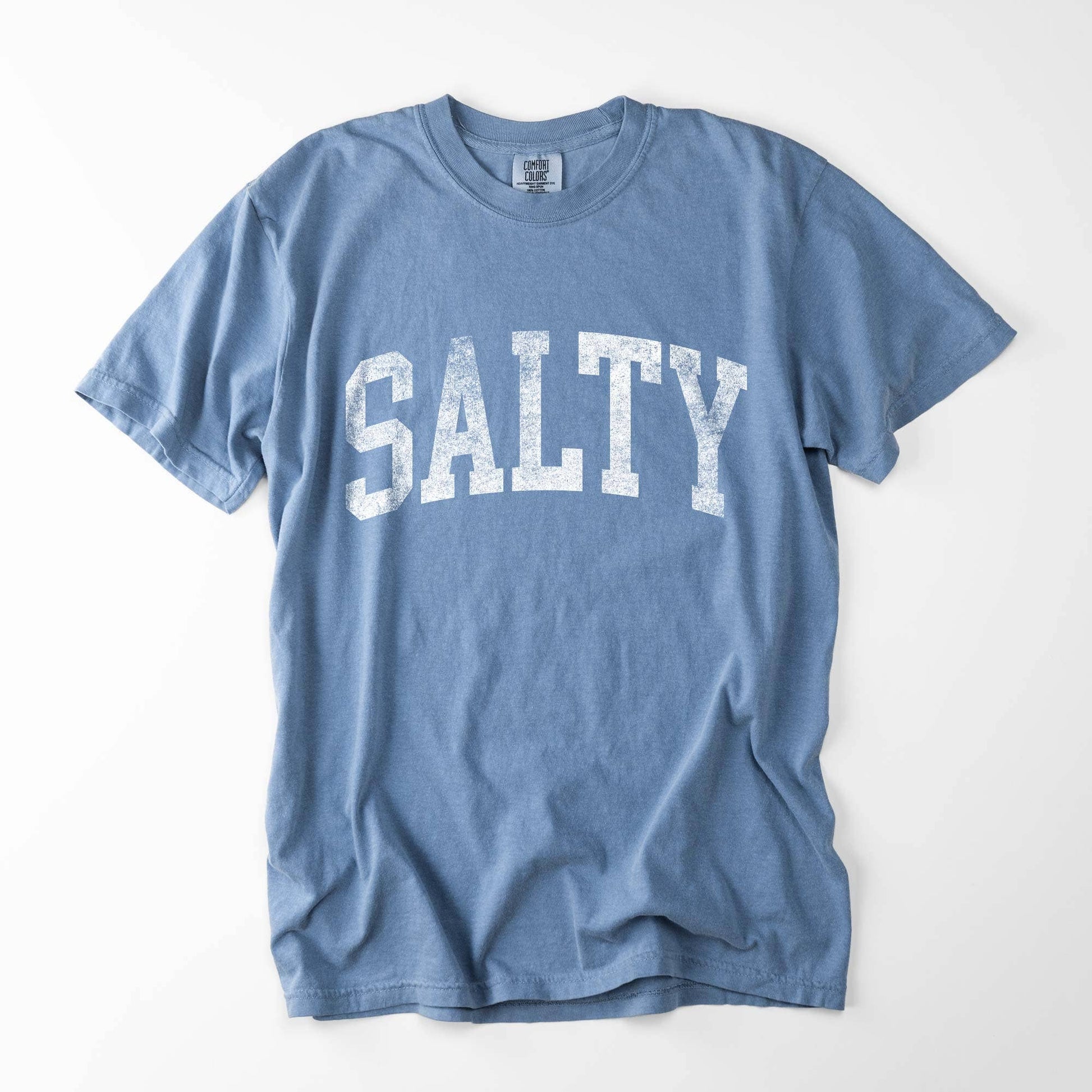 Salty Garment Dyed Graphic Tee, Summer Coastal Beach T-Shirt Unisex T-shirt, Sweatshirt, Hoodie, Long Sleeve Tee - T-Shirt, Sweatshirt, Hoodie