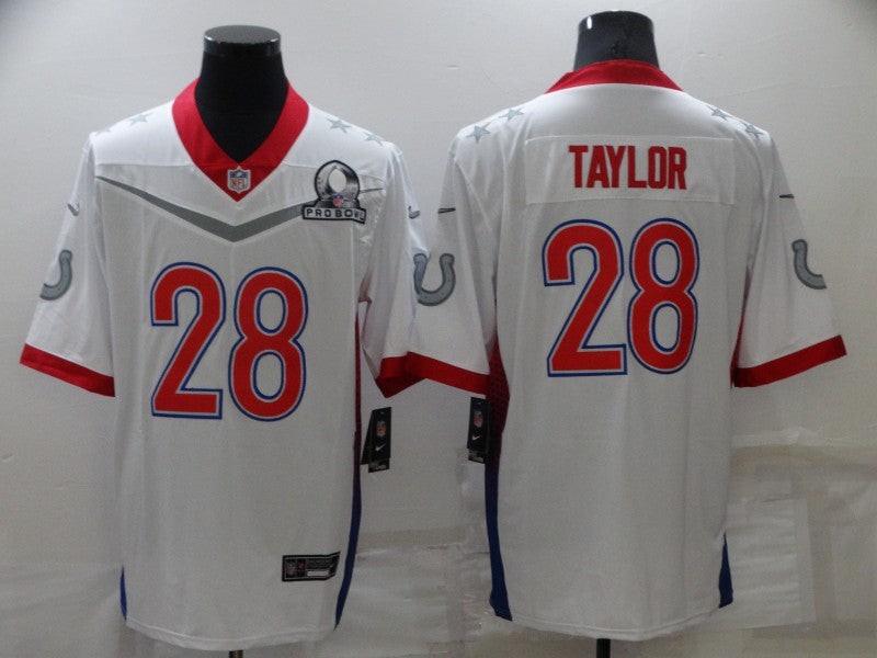 Men's Indianapolis Colts Jonathan Taylor #28 White ALL STAR Game Jersey1 football jersey product view 1