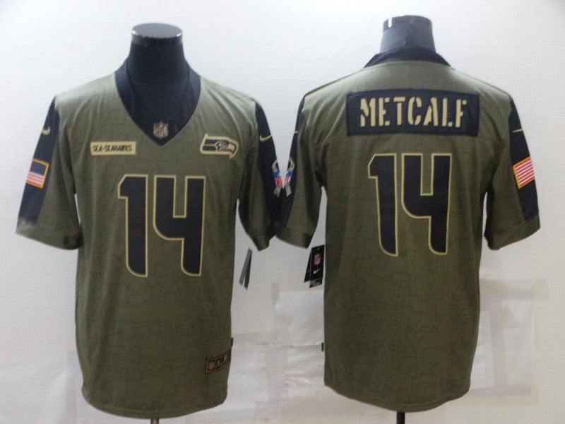 Men's Seattle Seahawks DK Metcalf #14 Brown Game Jersey football jersey product view 1