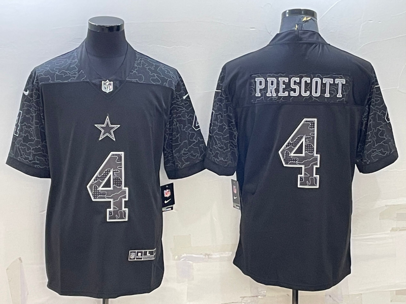 Men's Dallas Cowboys Dak Prescott #4 Black RFLCTV Limited Jersey1 football jersey product view 1