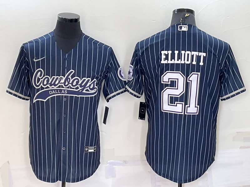 Men's Dallas Cowboys Ezekiel Elliott Navy Player Jersey Joint Edition football jersey product view 1