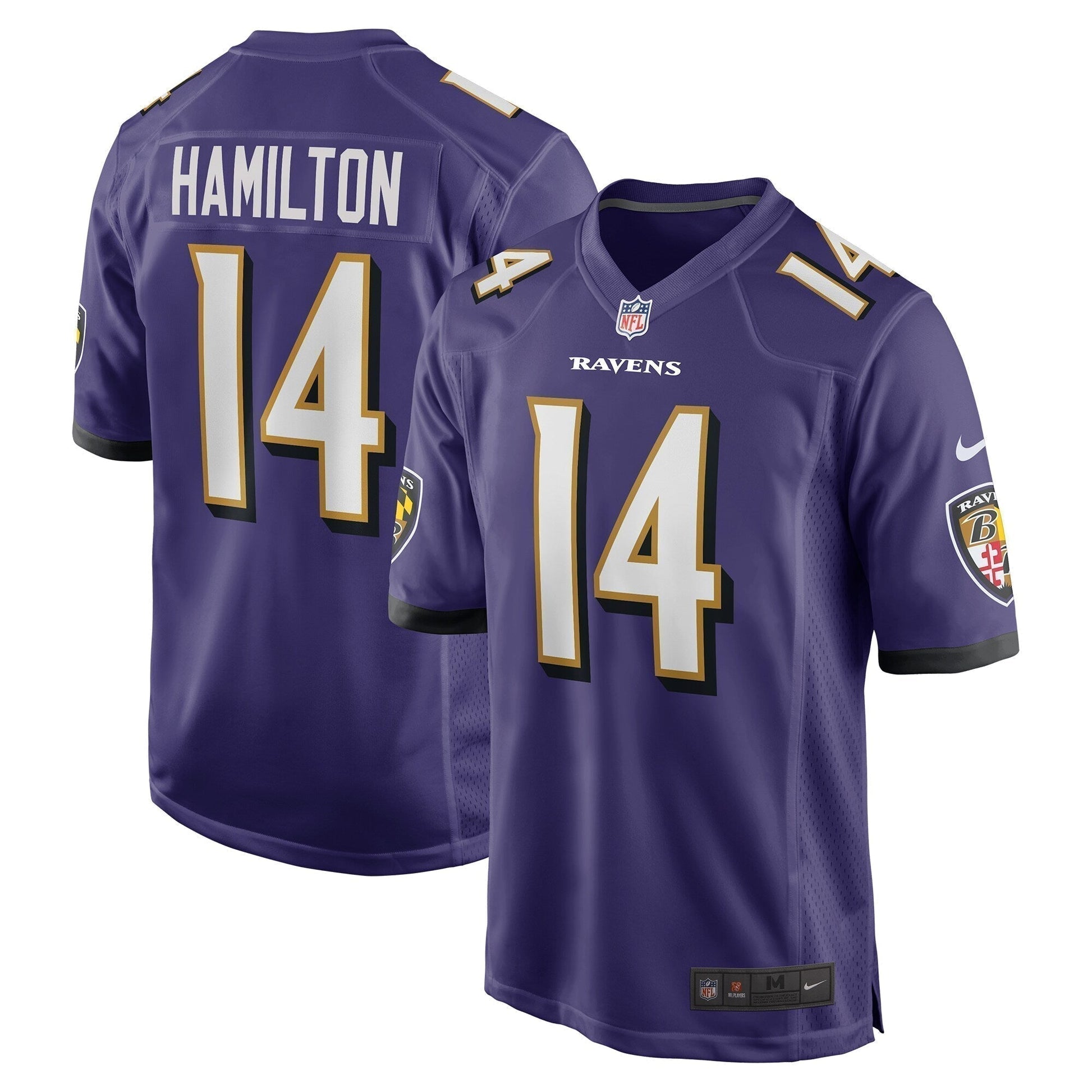 Kyle Hamilton Baltimore Ravens Game Jersey - Purple football jersey product view 1