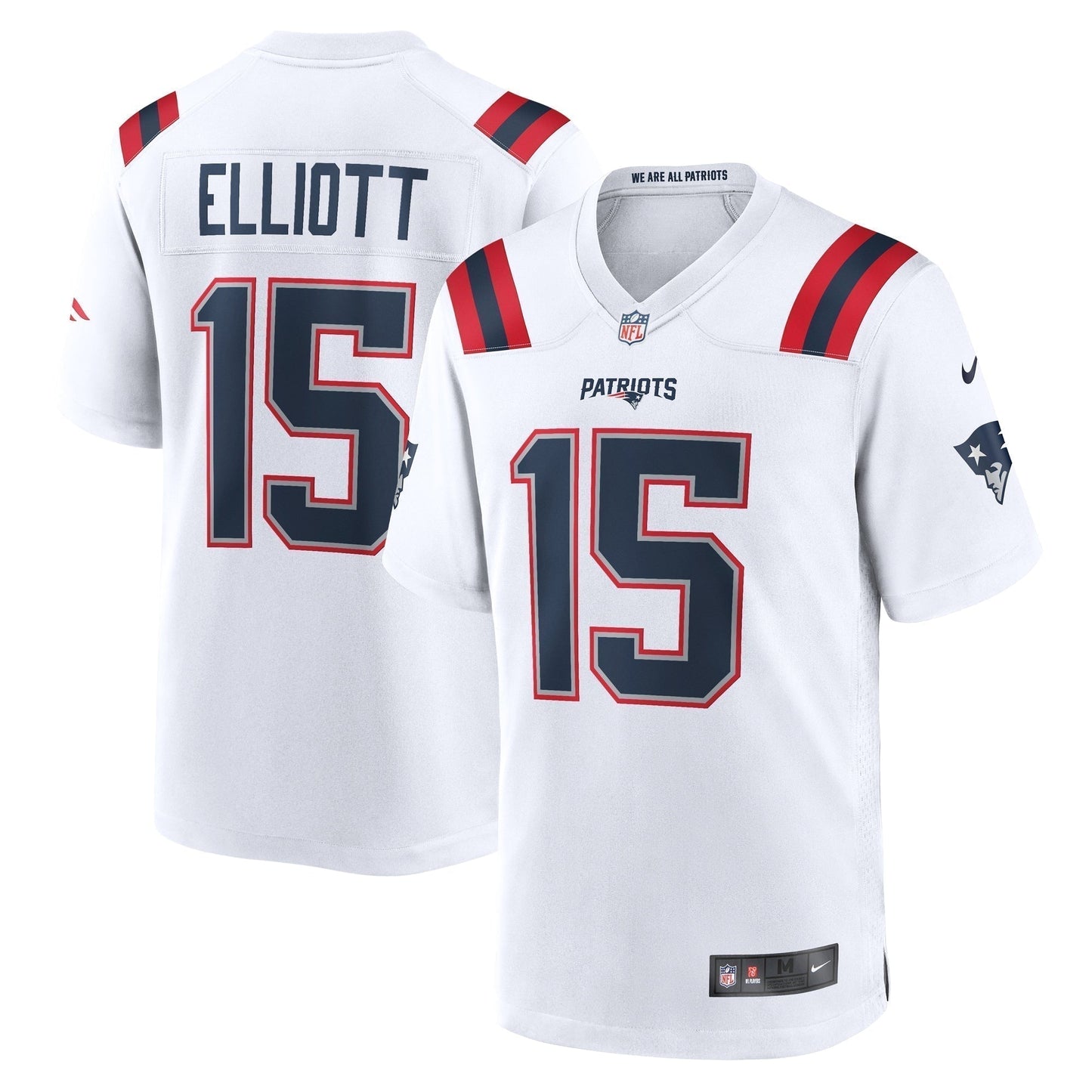Ezekiel Elliott New England Patriots Game Jersey - White football jersey product view 1