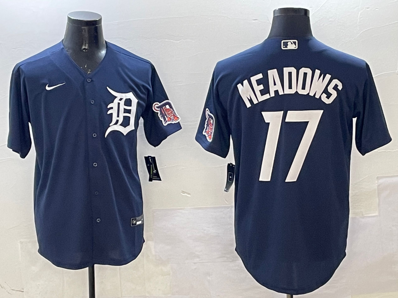 Men's Detroit Tigers Austin Meadows #17 Navy Replica Player Jersey1 baseball jersey product view 1