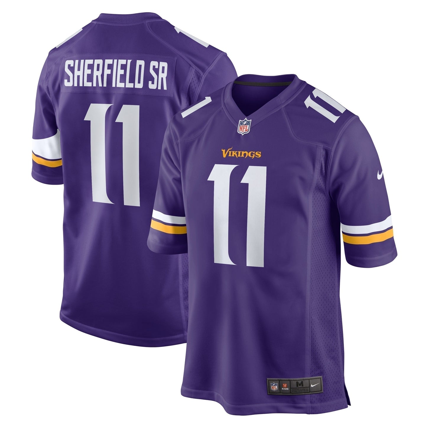 Trent Sherfield Sr. Minnesota Vikings Game Jersey - Purple football jersey product view 1