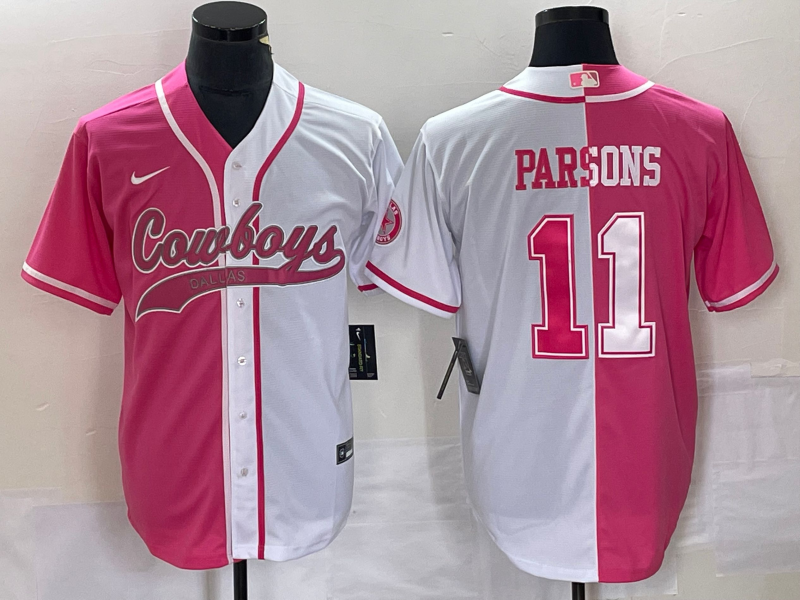 Men's Dallas Cowboys Micah Parsons #11 Pink/White Game Jersey1 Joint Edition football jersey product view 1