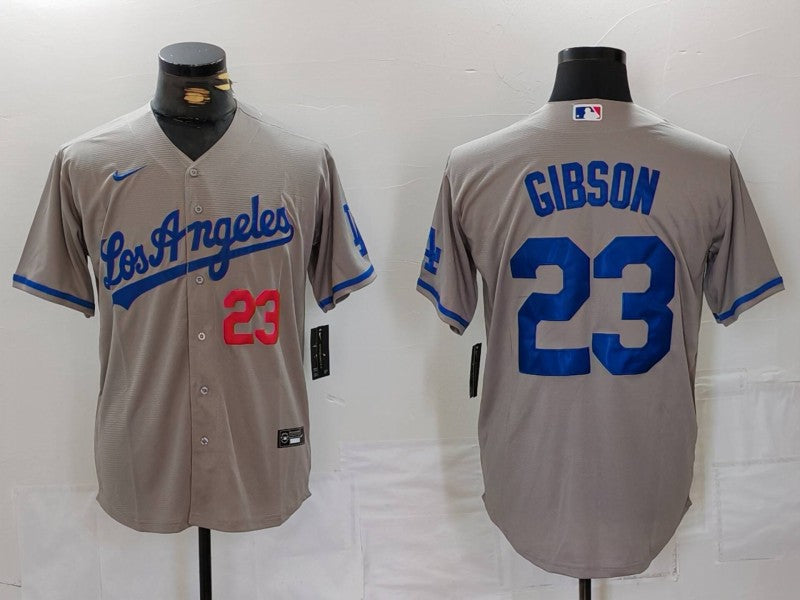 Men's Los Angeles Dodgers Kirk Gibson Gray Player Jersey baseball jersey product view 1