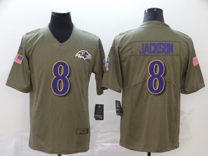 Men's Baltimore Ravens #8 Lamar Jackson Brown Game Jersey1 football jersey product view 1